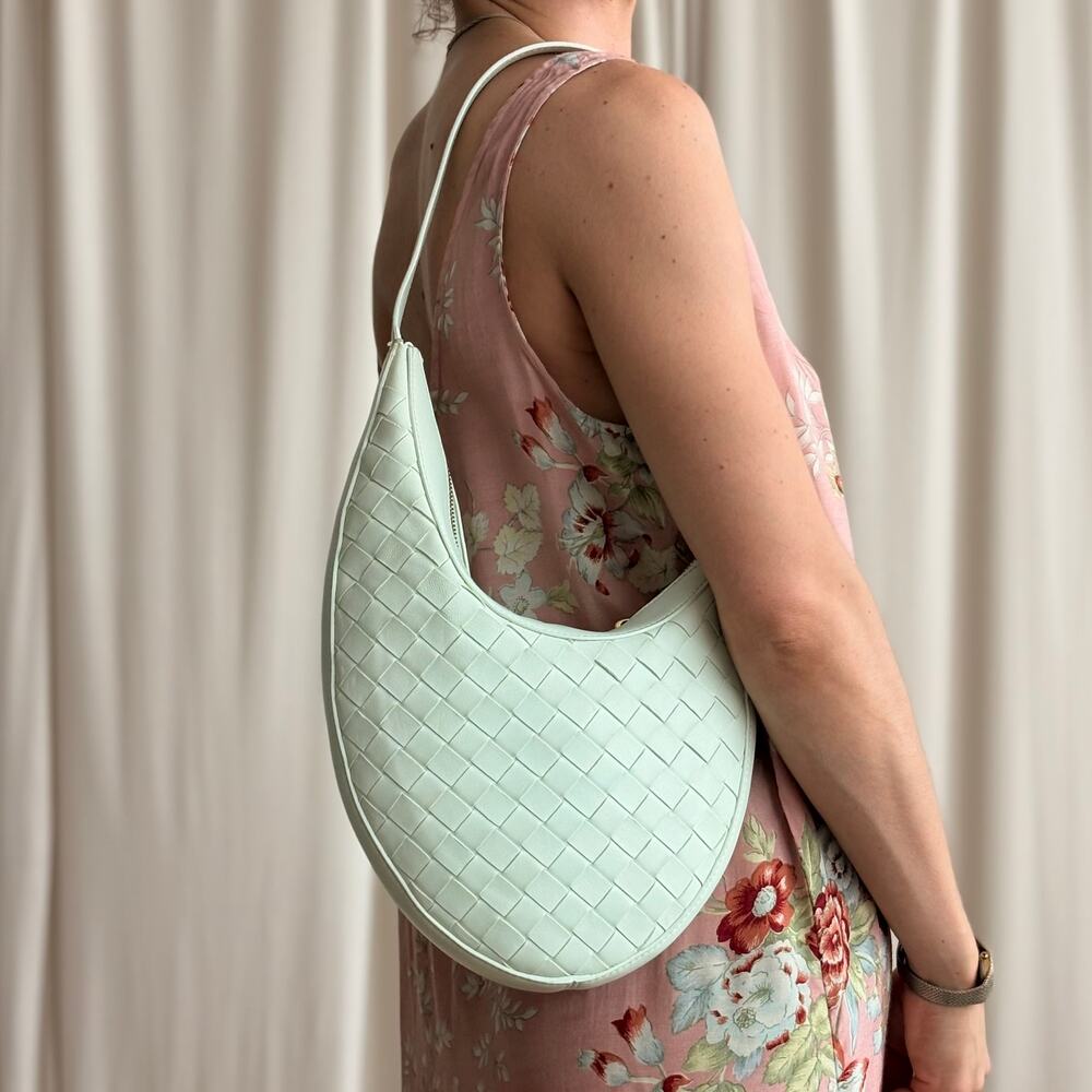 Bottega Veneta Drop Intrecciato Nappa Small Shoulder Bag - Glacier (Mint)